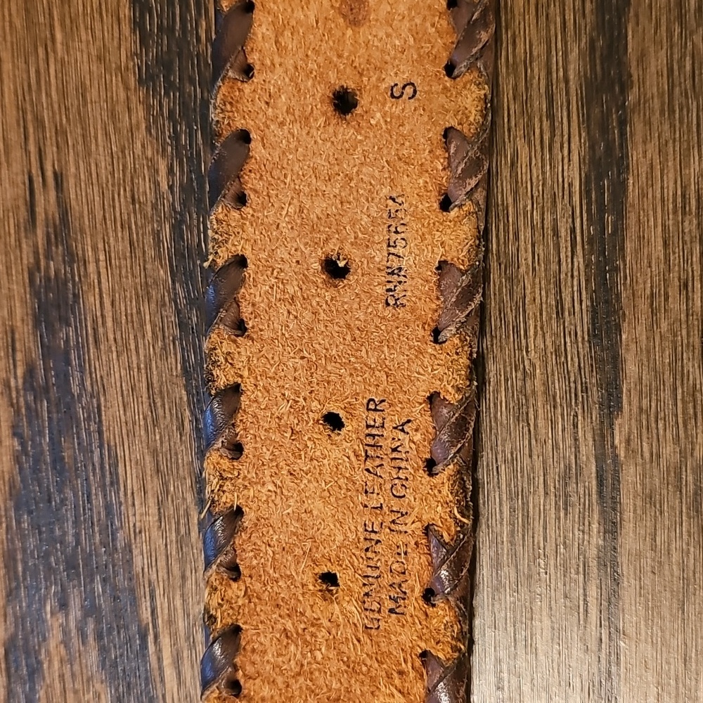 Hand Tooled Leather Belt Y2K Hippie Vintage - Picture 6 of 8